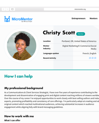 a picture of the micromentor app homepage